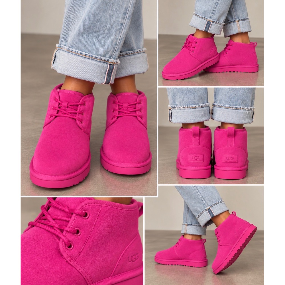 UGG Neumel II Rock Rose Pink Suede Lace Up Boots 1017320K Kids Size 5 Women 5